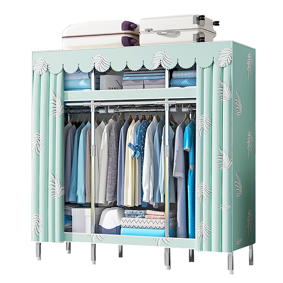 Armoire portative contre le manque de place : penderie 3 tiges et 3 étagères