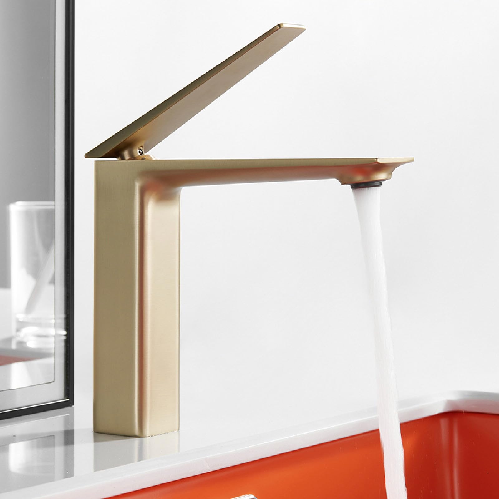 Fanjubei String Gold Bathroom All-Copper Hot And Cold Sink Faucet, Brushed Gold