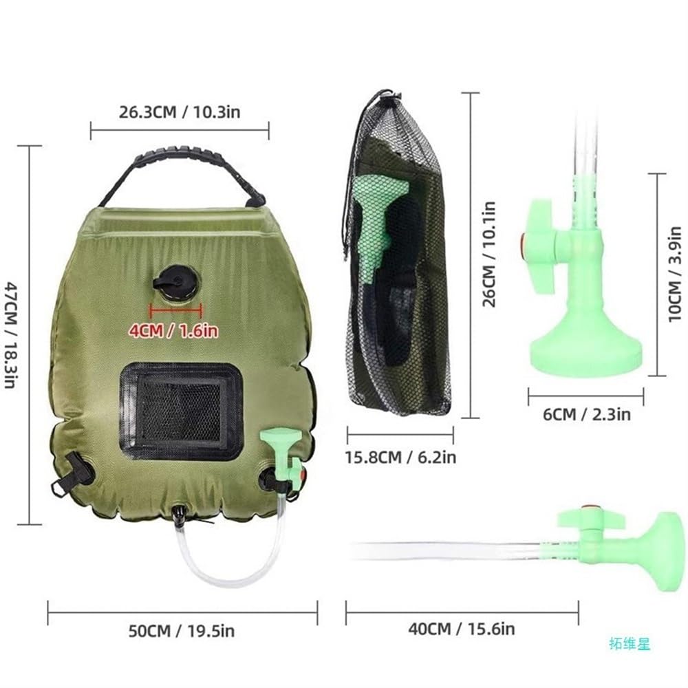 Camping Essentials Solarna przenośna torba prysznicowa | 5 galonów/20 litrów, składana torba na wodę pod prysznic na zewnątrz