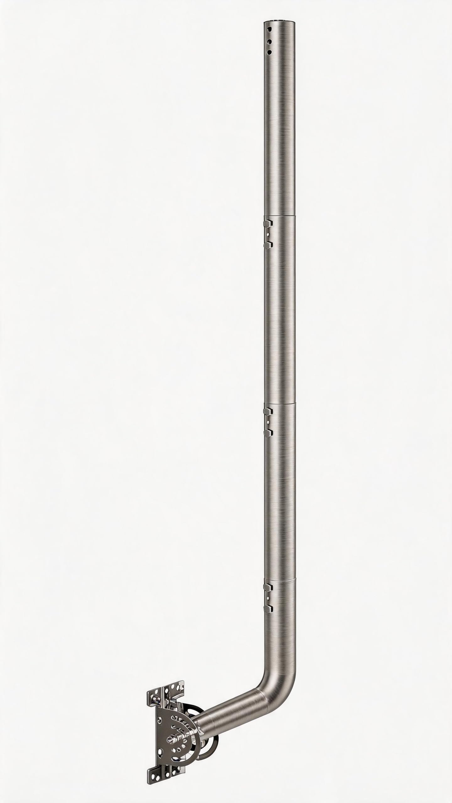 134 cm Supporto da parete per antenna regolabile – 430 in acciaio inox J-Pole per Star link (adattatore necessario), antenne TV, stazioni meteo – diametro esterno 3.5 cm base pivot (argento)