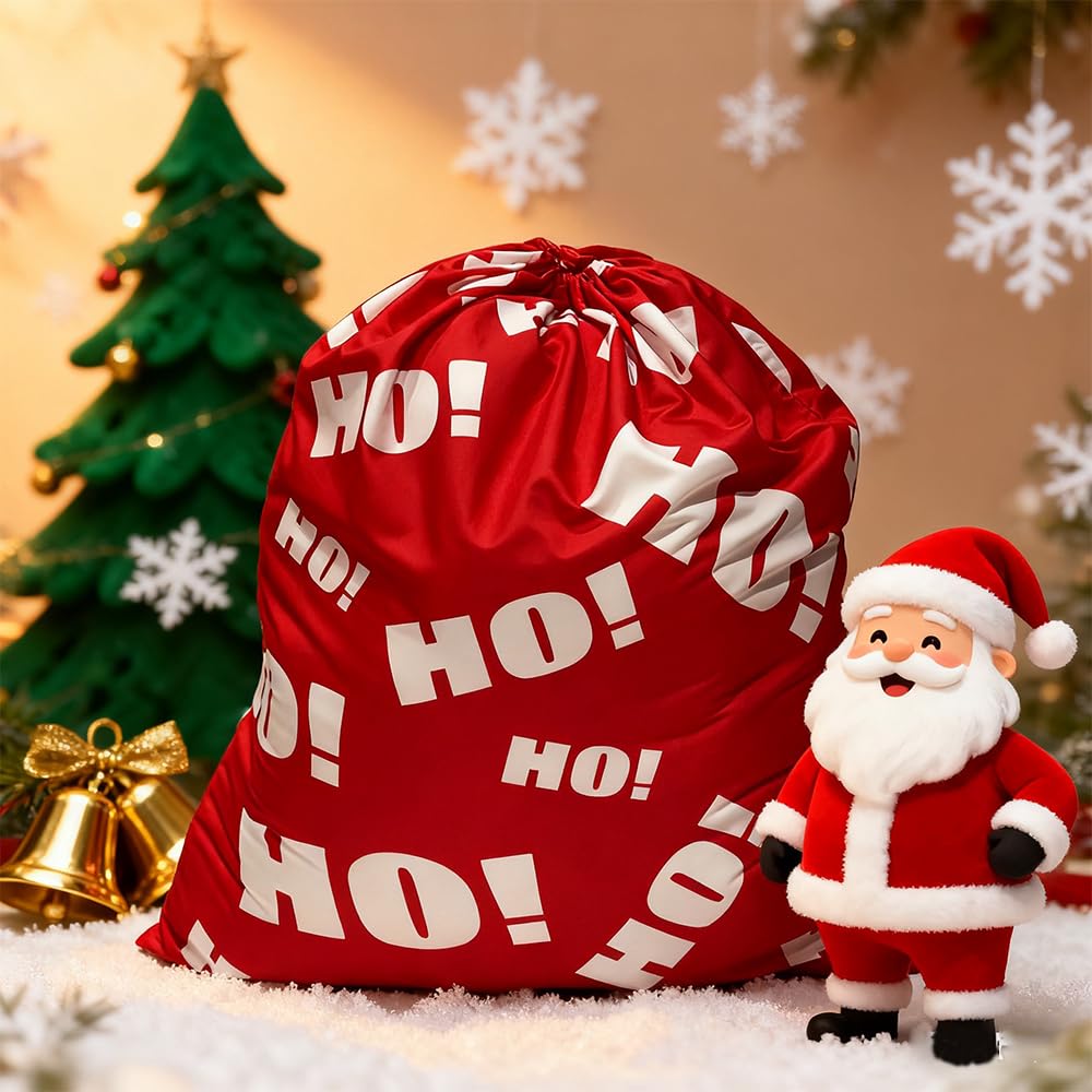 Home-X Bolsa de Papá Noel con diseño impreso HO HO HO