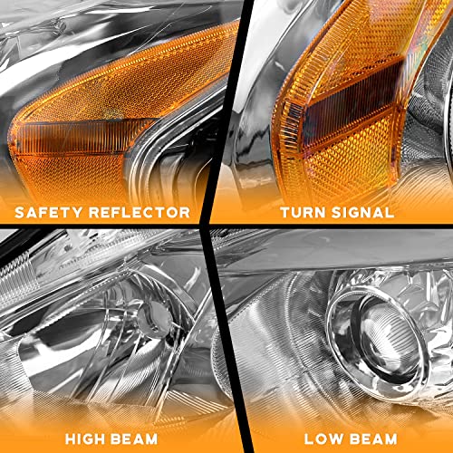 WEELMOTO Halogen Headlights for 2013-2015 Altima 4Dr Sedan Headlight Assembly Pair Replacement for 13 14 15 Altima Chrome Housing Amber Reflector (DOES NOT FIT XENON/HID) by WEELMOTO - Image 3