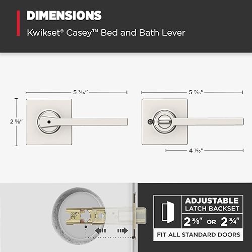 Miniatura 65 de Kwikset Casey - Manija de bloqueo de puerta de entrada, entrada exterior con llave segura, mango reversible, tecnología de seguridad SmartKey Re-Key