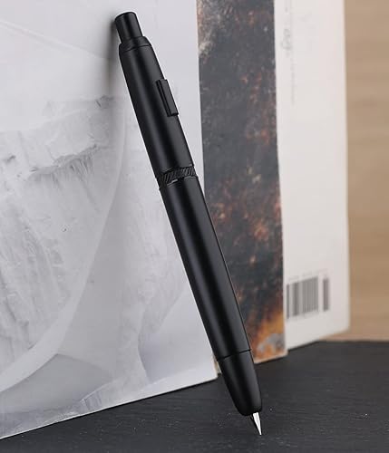 Vista 46 de Majohn - Pluma estilográfica de prensa A1 con convertidor, juego de escritura retráctil negro dorado (sin versión de clip)