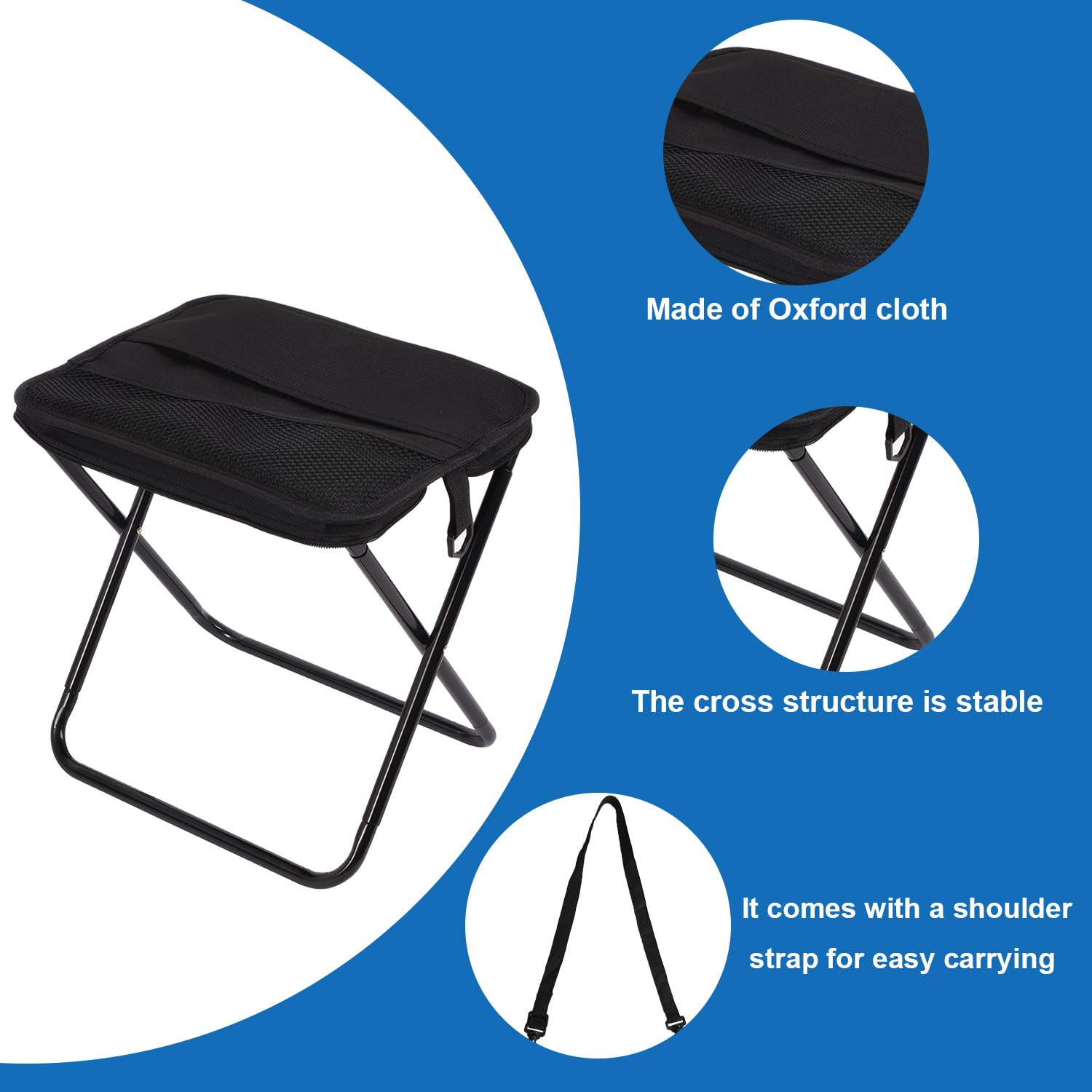 UPGJIN Sgabello pieghevole ultraleggero da campeggio ed escursionismo, leggero, sedia pieghevole adatta per viaggi, barbecue, attività all'aperto e zaino in spalla, vasino squatty incluso (45 cm x 25