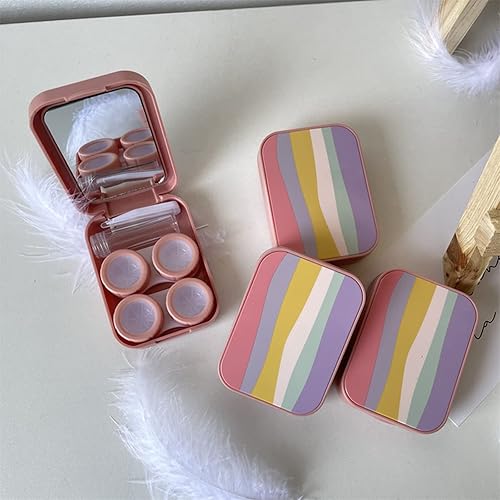 Miniatura 2 de Xeahung Estuche para lentes de contacto rosa, kit de viaje, estuche de contacto portátil con pinzas de espejo, herramienta para quitar la botella de