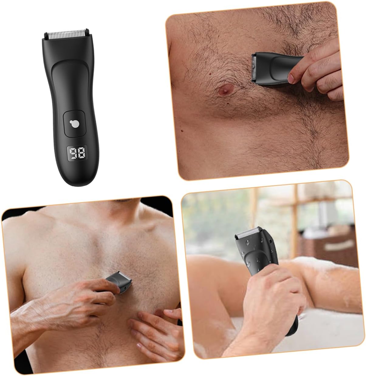 FRCOLOR Electric Trimmer for Groin Body Hair USB Rechargeable Men Grooming Tool with Blades Suitable for Trimming Beard and Armpit Hair Portable Design for Easy