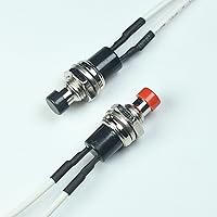 Vista 2 de Interruptores de botón mini redondos de 0.276 in, 1A y 250 VCA, 2 pines SPST ON Off Interruptor de botón momentáneo con cables pre-soldados