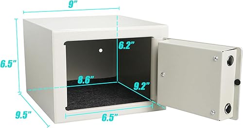 Miniatura 3 de Luwint Caja de seguridad pequeña de acero con llave, uso doméstico general, 9.5 x 9 x 6.5 pulgadas (blanco)