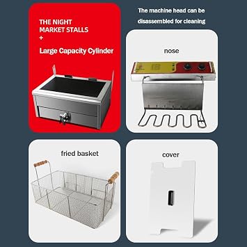Electric Deep Fat Fryer, Frying Machine, Deep Fryer Polished Stainless Steel Tank Chip Fryers for Home and Commercial, Easy Clean, Large Electric Fryer for French Fries Chicken SHR,25L