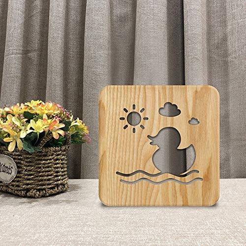 Lampe en bois canard 3D LED : veilleuse de chambre et lampe de table créative pour enfant - 3