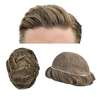 Vista 15 de Toupee para hombres, pieza de cabello completo suizo de encaje para hombre, sistema de reemplazo de cabello humano real para hombres, nudos