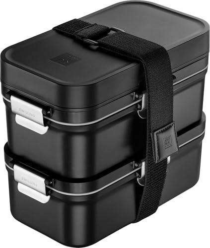 ZWILLING FRESH & SAVE Lunchbox to go inkl. Edelstahl-Besteck bruchsicher Vakuumfunktion Schwarz