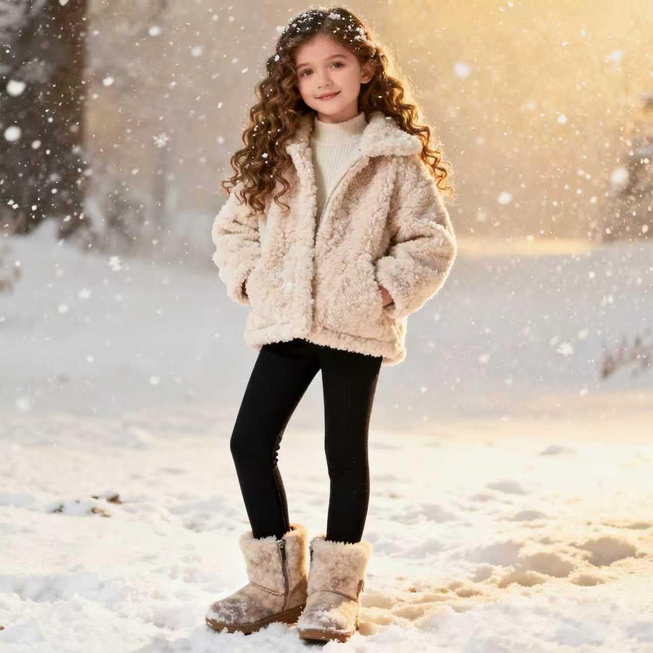 4 Pack Girls Fleece Lined Leggings Kids Winter Warm Pants Girls Thick Basic Solid Full Length Pants - Image 2