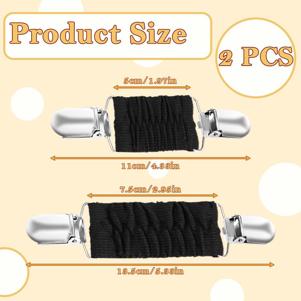 2 Pcs Dress Cinch Clips, Waist Cincher Clip for Tightening Clothes, Elastic Back Cinch Shirt Tightener for Women Cardigan Shawl Collar Pants (Black + White)