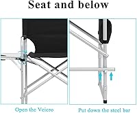 Vista 7 de Outvita Silla de Director de 26" de Altura con Asiento Plegable con Mesa Lateral y Bolsa de Almacenamiento, Soporte para 300 Libras, Silla Portátil