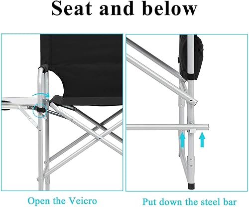Miniatura 7 de Outvita Silla de Director de 26" de Altura con Asiento Plegable con Mesa Lateral y Bolsa de Almacenamiento, Soporte para 300 Libras, Silla Portátil