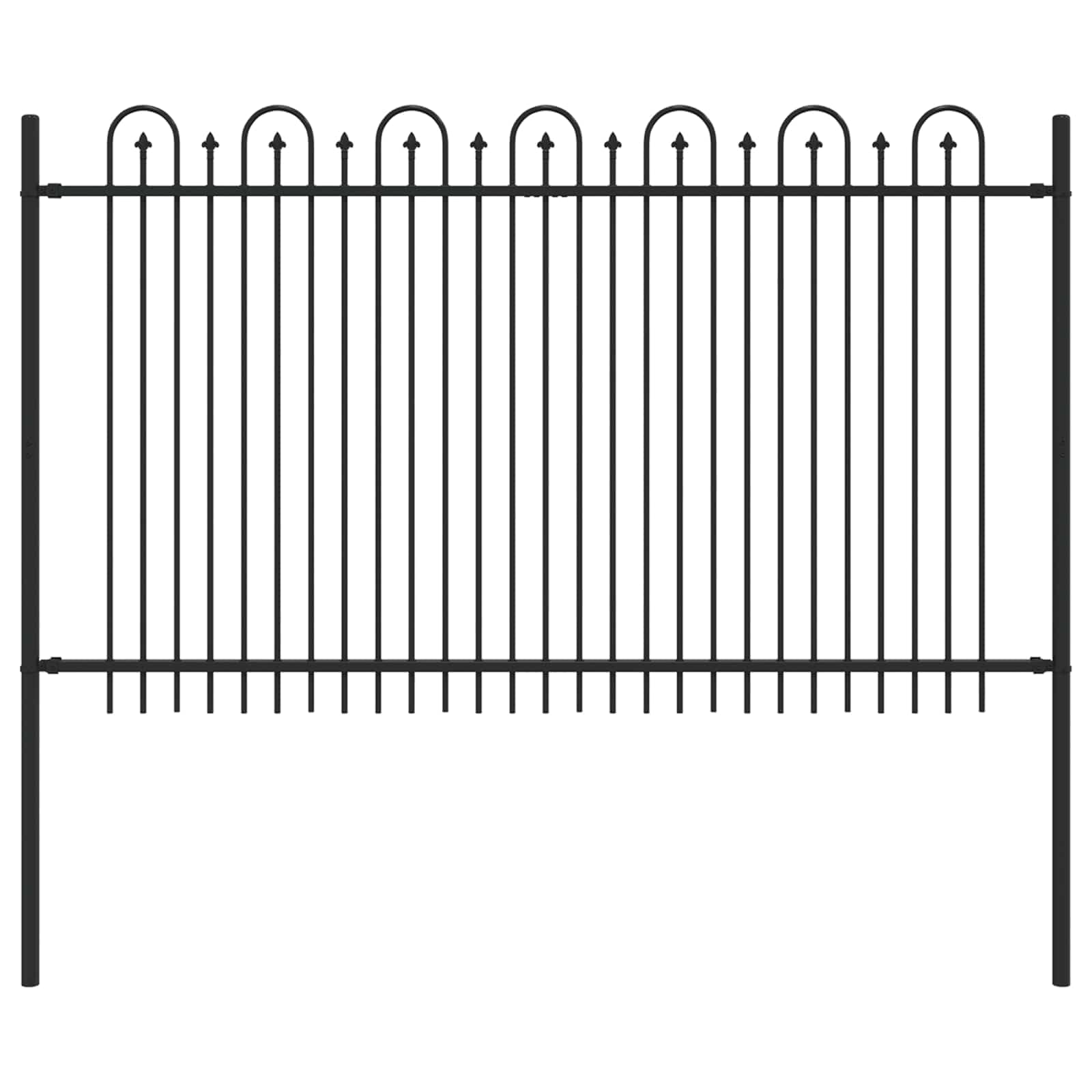 Spike Arch Fence Dronten Black 200 x 166 cm Powder-Coated Steel Outdoor Garden Security Barrier with Spear Top, Adjustable Angle, Rust-Resistant Fencing Panel for Property Border and Pathway