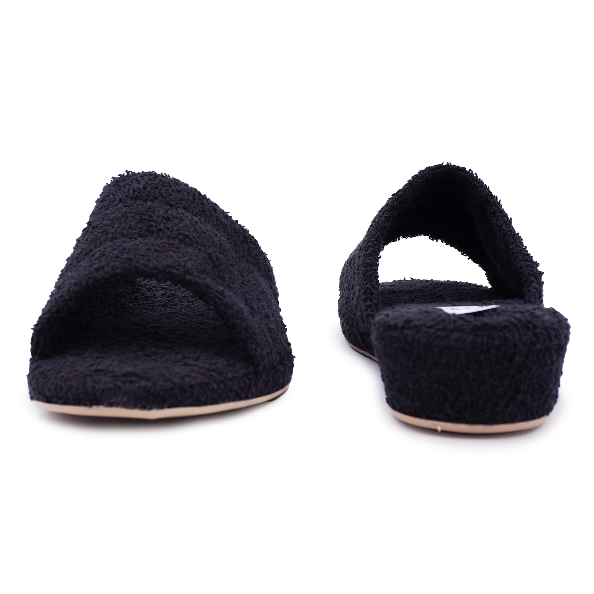 JOMIX Zapatillas Casa Mujer Rizo con Cuña Pantuflas de Toalla Abiertas Ligeras y Cómodas Plantilla Acolchada Suela Antideslizante Lavables en Lavadora para Uso Diario