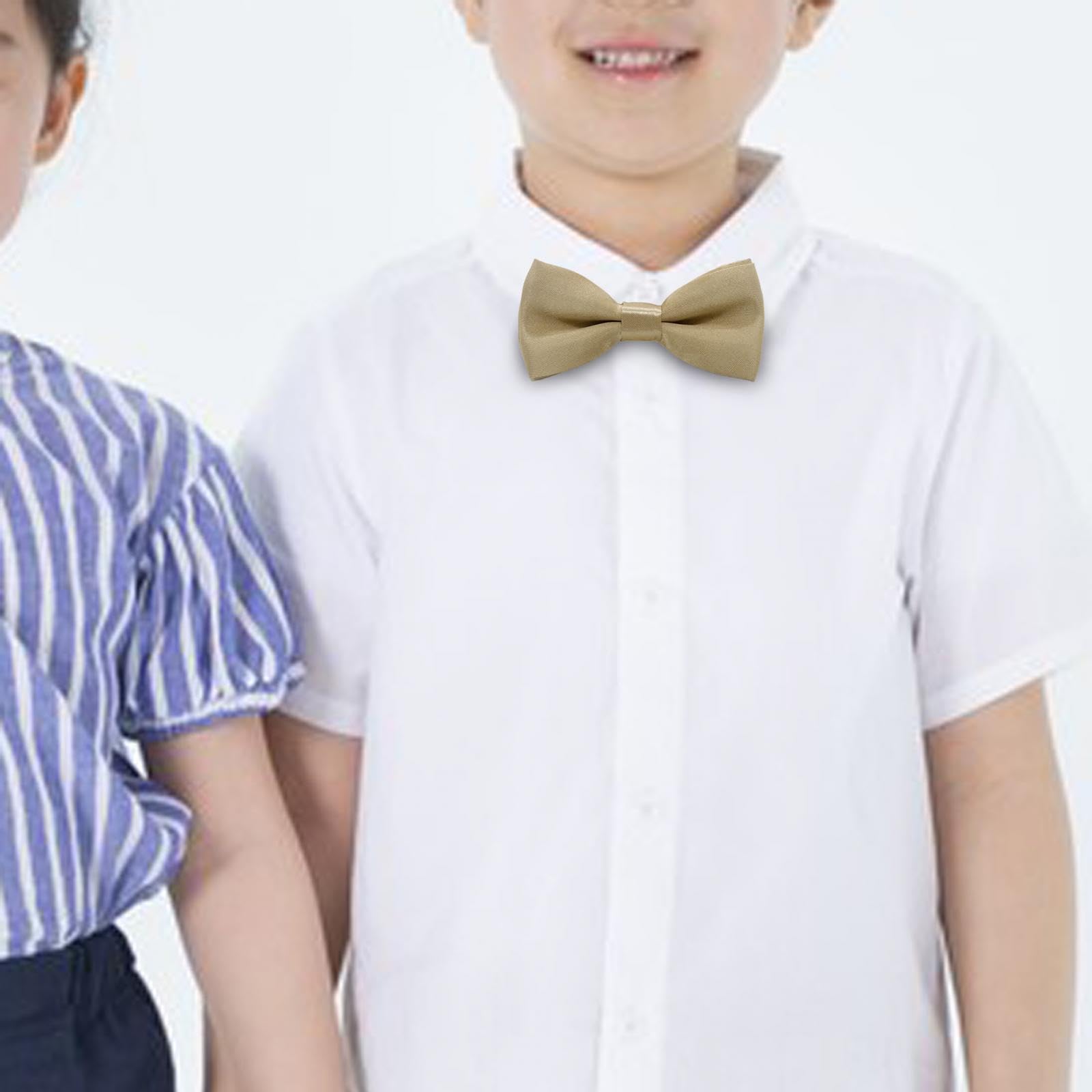 ILSMYSUTRA Kids Bow Tie Versatile Soft Tux Bowties for Birthdays Stage Performance Prom Khaki|Ties - Image 6 thumbnail