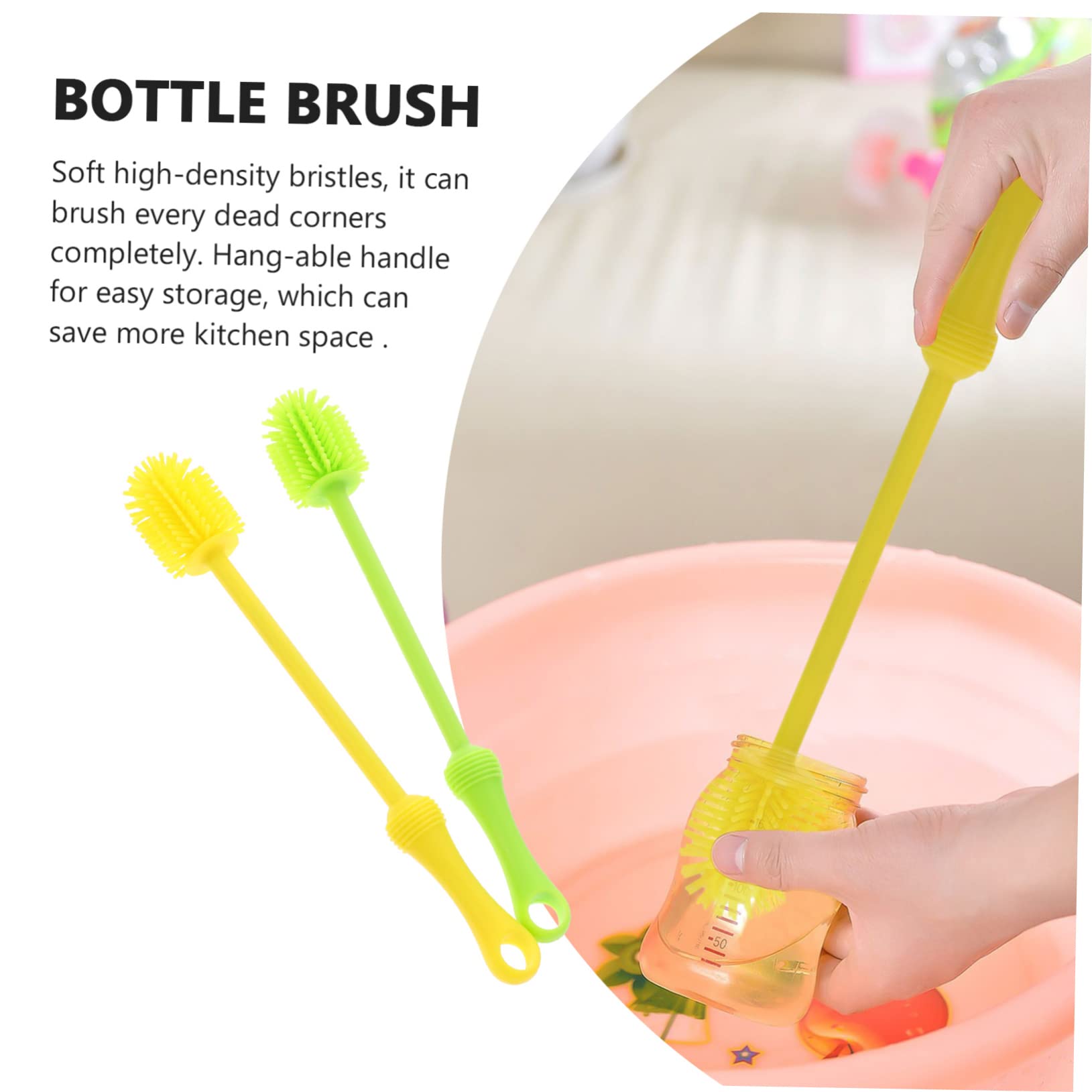 Abaodam 6piezas Cepillo De Limpieza para Biberones De Mango para Botellas De Agua Biberones y Utensilios De Cocina Color Verde y