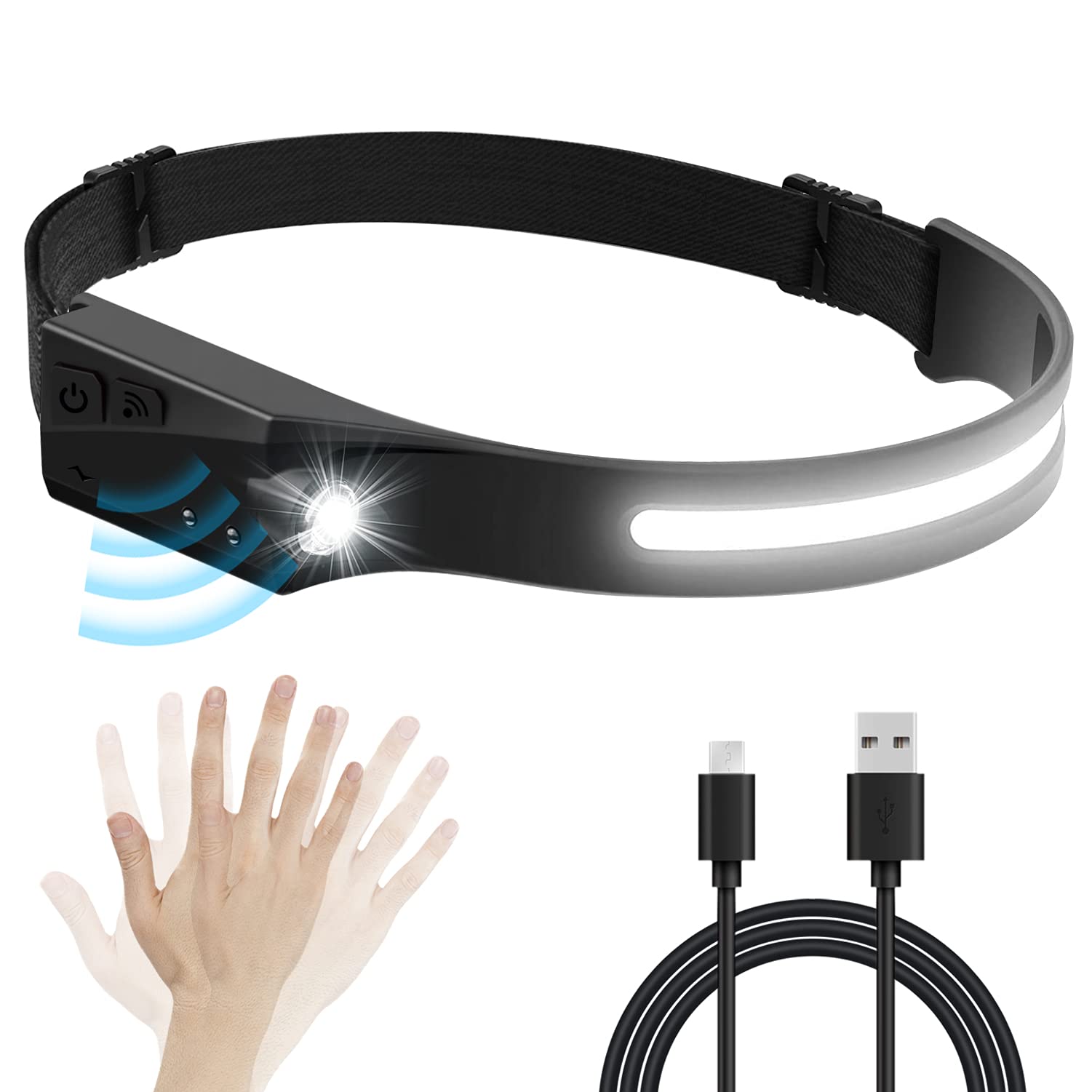 Buy Rechargeable LED Headlamp for Adults, Wide Beam Headlamp Flashlight