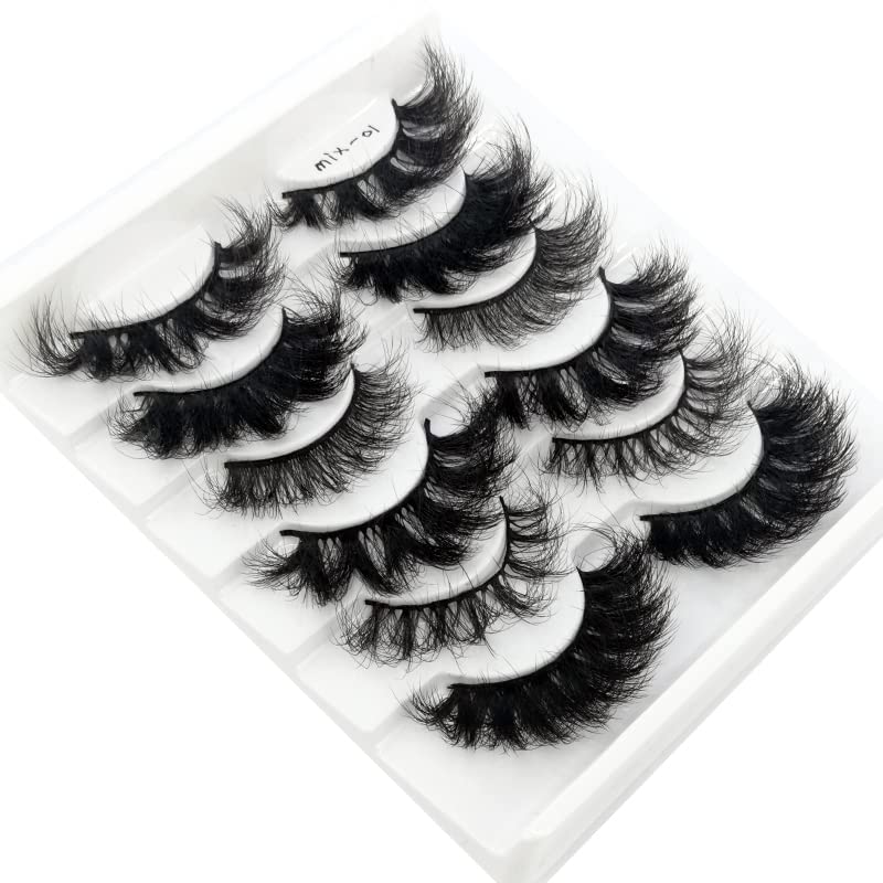 Miniatura 3 de HBZGTLAD 6 pares de pestañas postizas de ojo de gato, pestañas esponjosas de visón sintético 8D, pestañas dramáticas largas y gruesas (Mix-01)