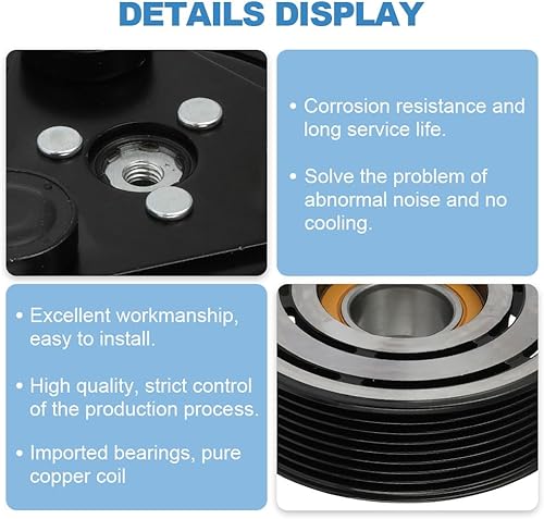 Miniatura 5 de ECCPP Compresor de AC con embrague 1997-1998 apto para compresor de CA Ford Club Wagon 5.4L CO 101490C