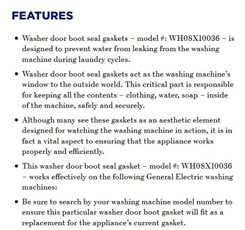 GE WH08X10036 Genuine OEM Door Gasket (Grey) for GE Front-Load Washing Machines