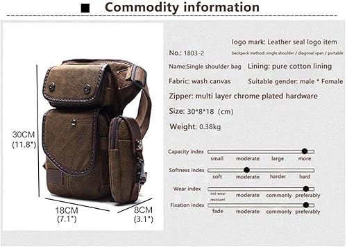 Miniatura 2 de Riñonera de lona para hombres y mujeres, cangurera táctica militar, bolsa de muslo para senderismo, escalada, ciclismo., Marrón, Riñonera de pierna