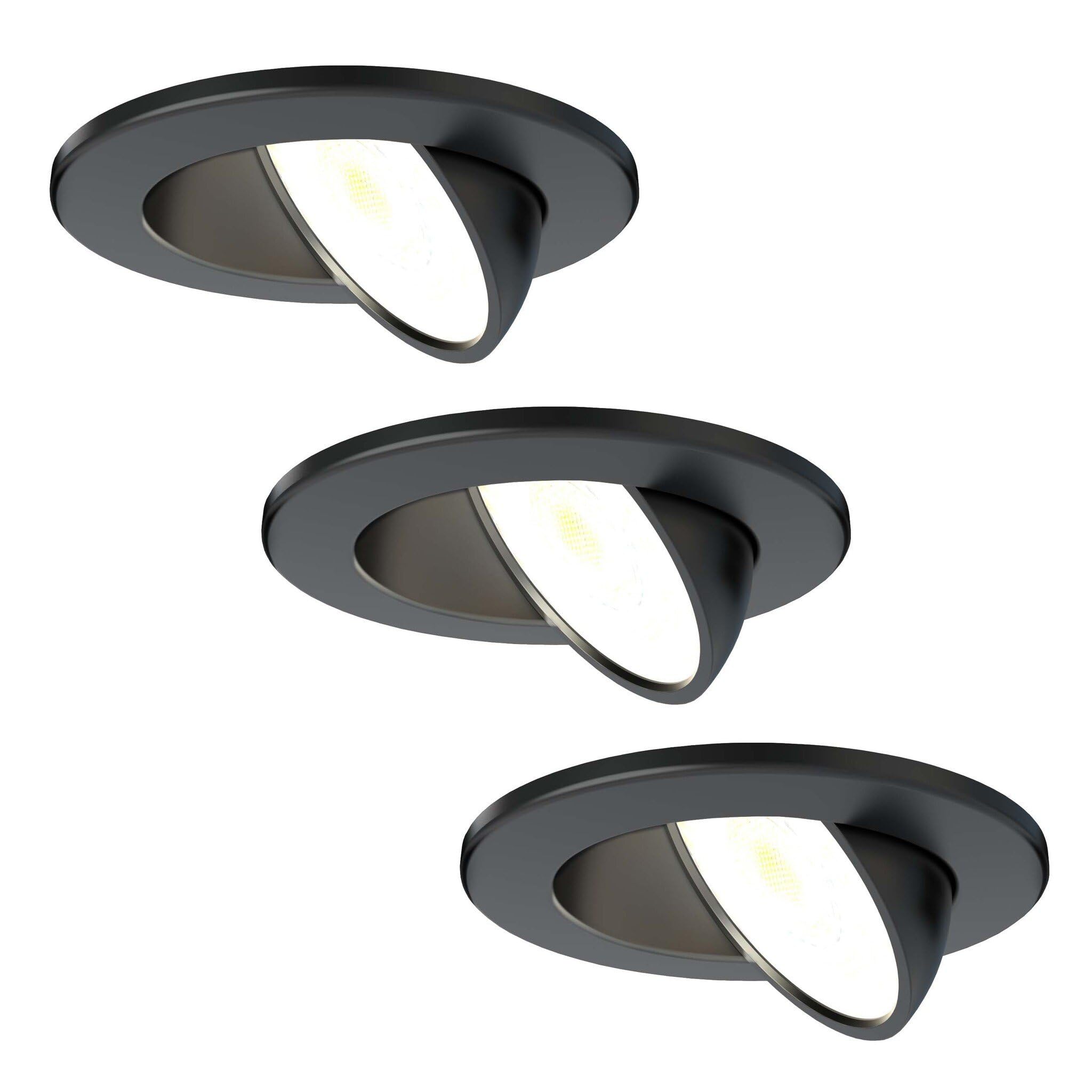 Ledvion Black - 3X Led Downlight, Dimmable, 5W, Ip65, Cct, Cob, Ø75mm, 5 Year Guarantee