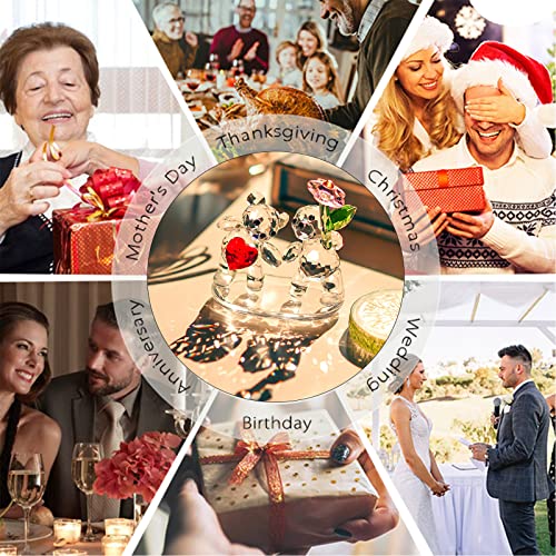 H&D Hyaline & Dora Crystal Bear Figurine Handmade Collectible Glass Couple Bears Ornaments Animal Statue Home Decor Christmas Valentine'S Day Gift thumb #5