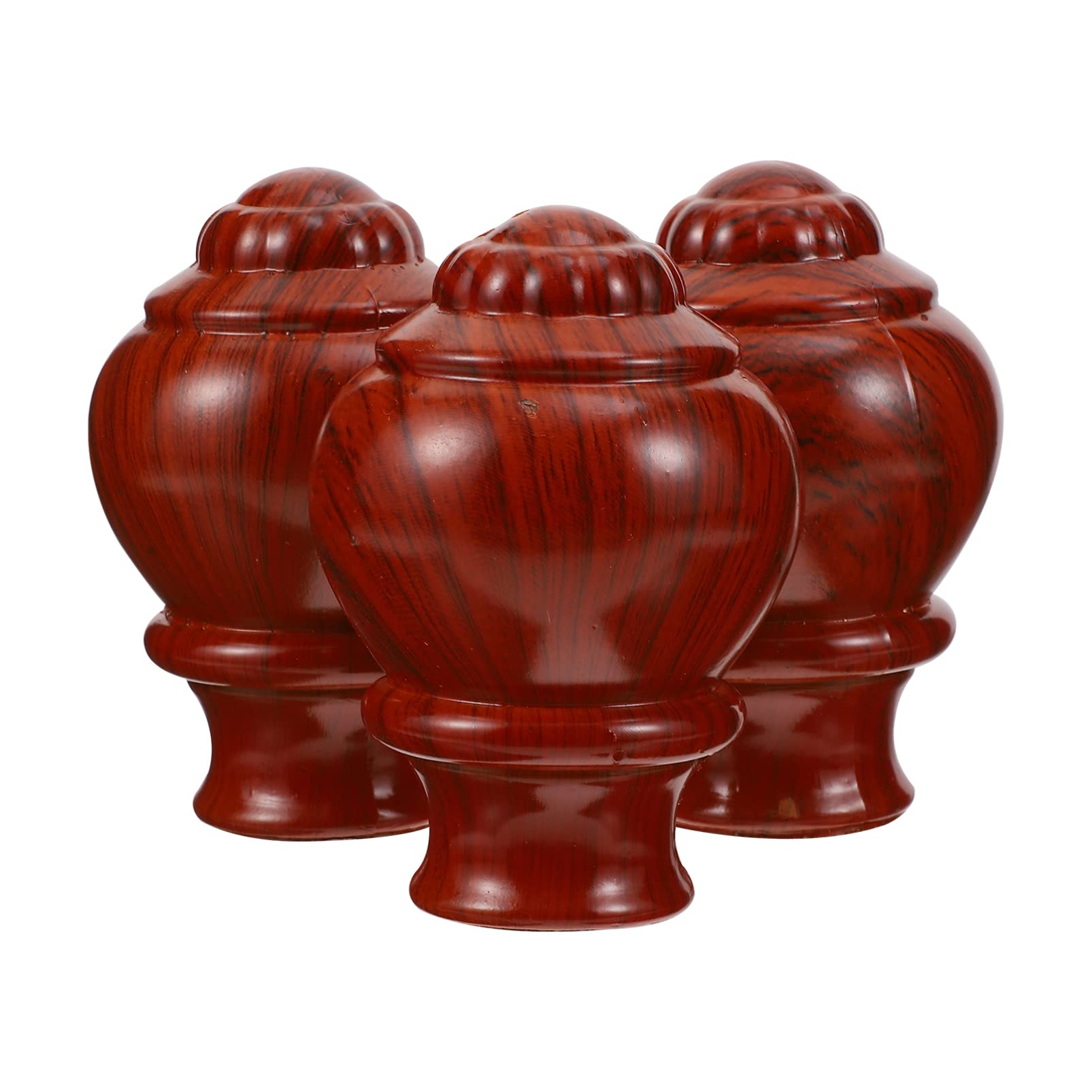 Didiseaon 3PCS Curtain Rod Finial Plastic Drapery Pole Ends Wood Grain Drape Rod Curtain Accessories for Drapery Curtain Rod