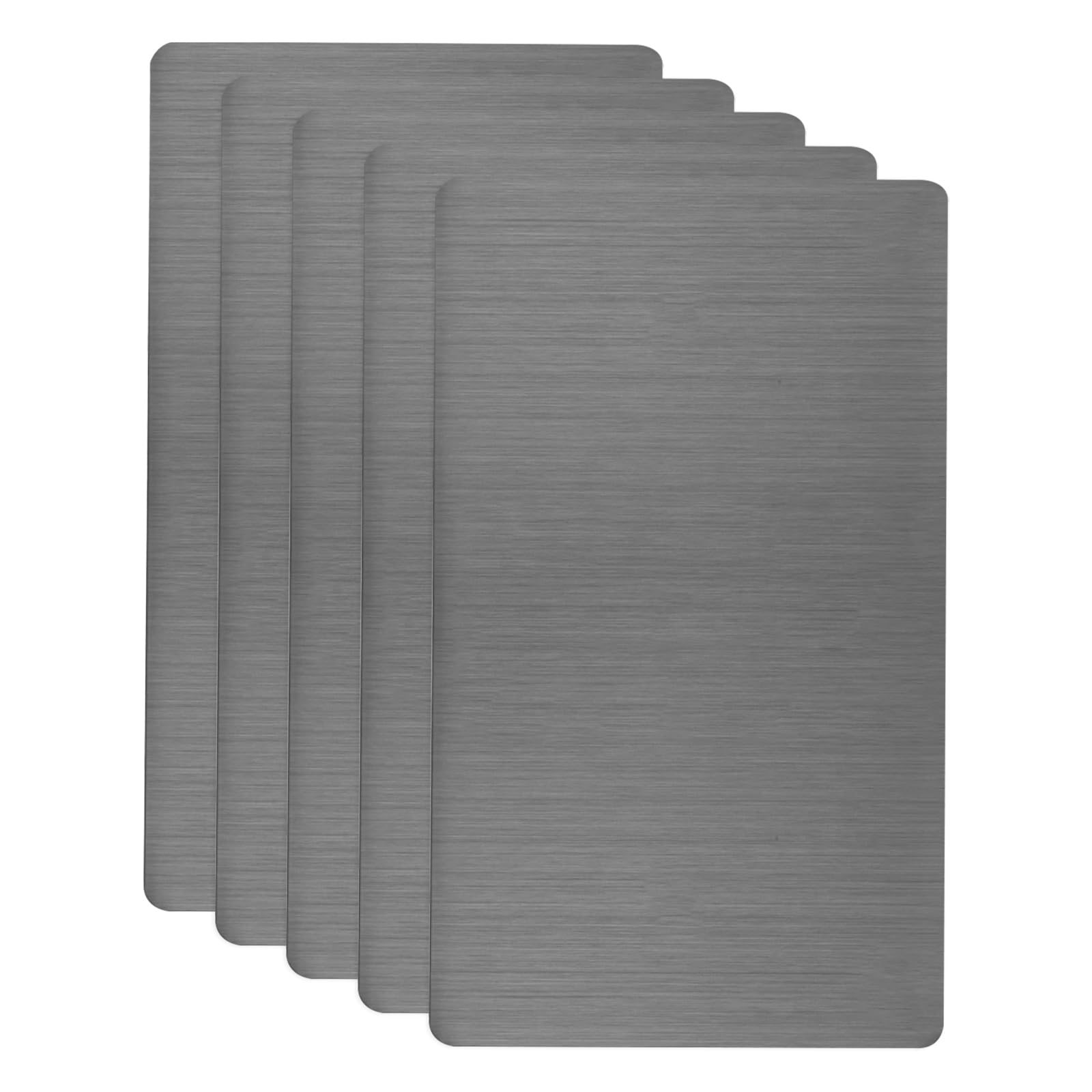 sourcing map 5pcs Metal Business Card Blanks, 100mm x 60mm x 0.4mm Stainless Steel Engraved Metal Business Visiting Name Cards for House Office DIY Gift Invitation(Black, Brushed)