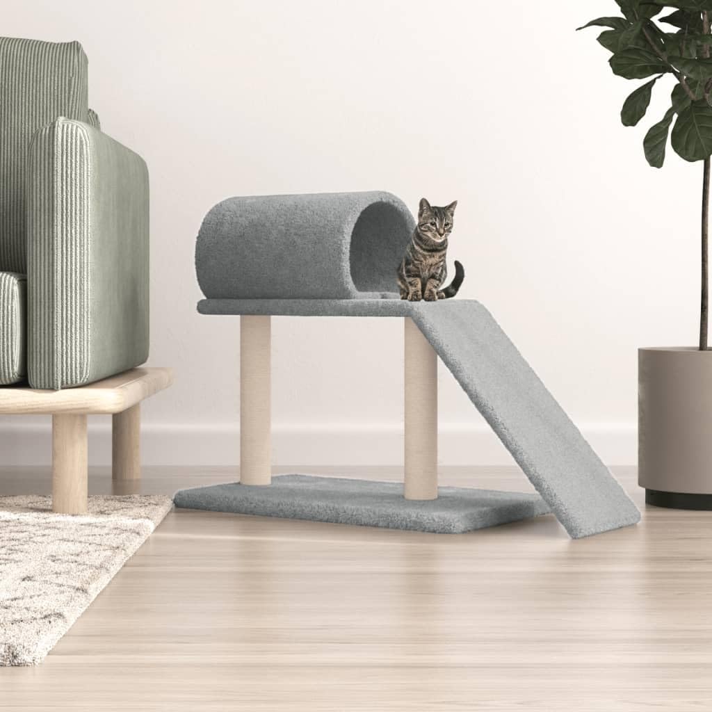 Rascador para Gatos con túnel y Escalera Gris Claro 55,5 cm, CIADAZ Rascador Gato, Arbol Rascador para Gatos, Gatos Accesorios, Torre Gatos, Arranhador para Gatos, Casa para Gatos