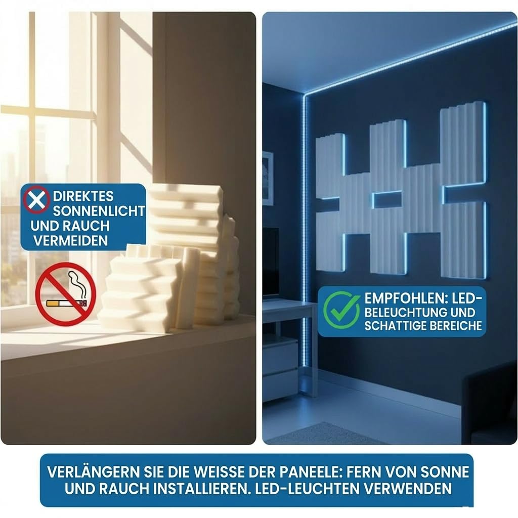 Arrowzoom 24 Akustikpaneele Wedge 25x25x5cm Akustikschaumstoff Perlweiß | Hochdichte Akustikpaneele zur Echoreduzierung für Tonstudio, Gaming und Home Office mit Schallabsorption