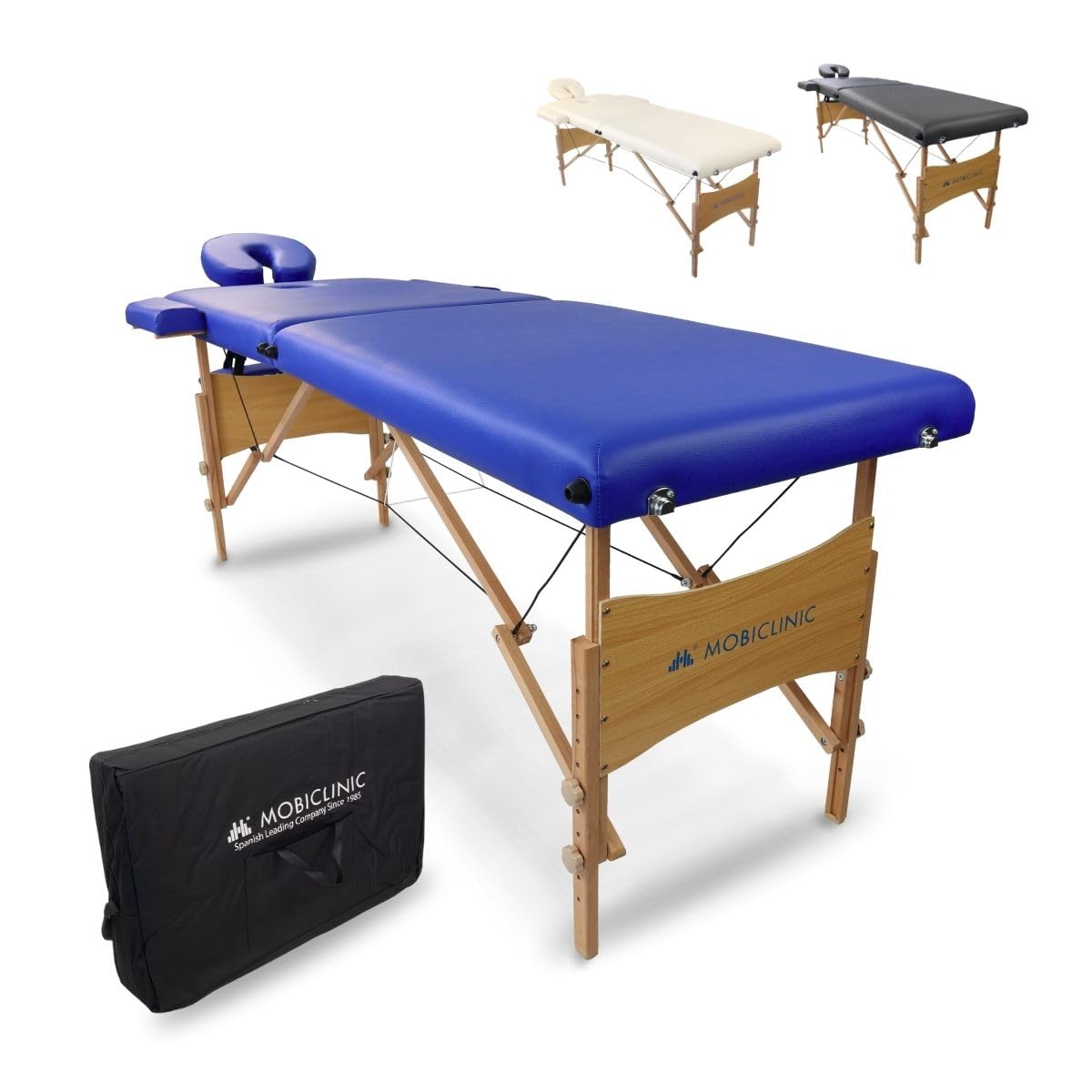 Light, Massage Bed, Folding Physiotherapy Massage Table, Headrest, Massage, Portable, Wood, 186x60 cm, Blue, Camilla de madera