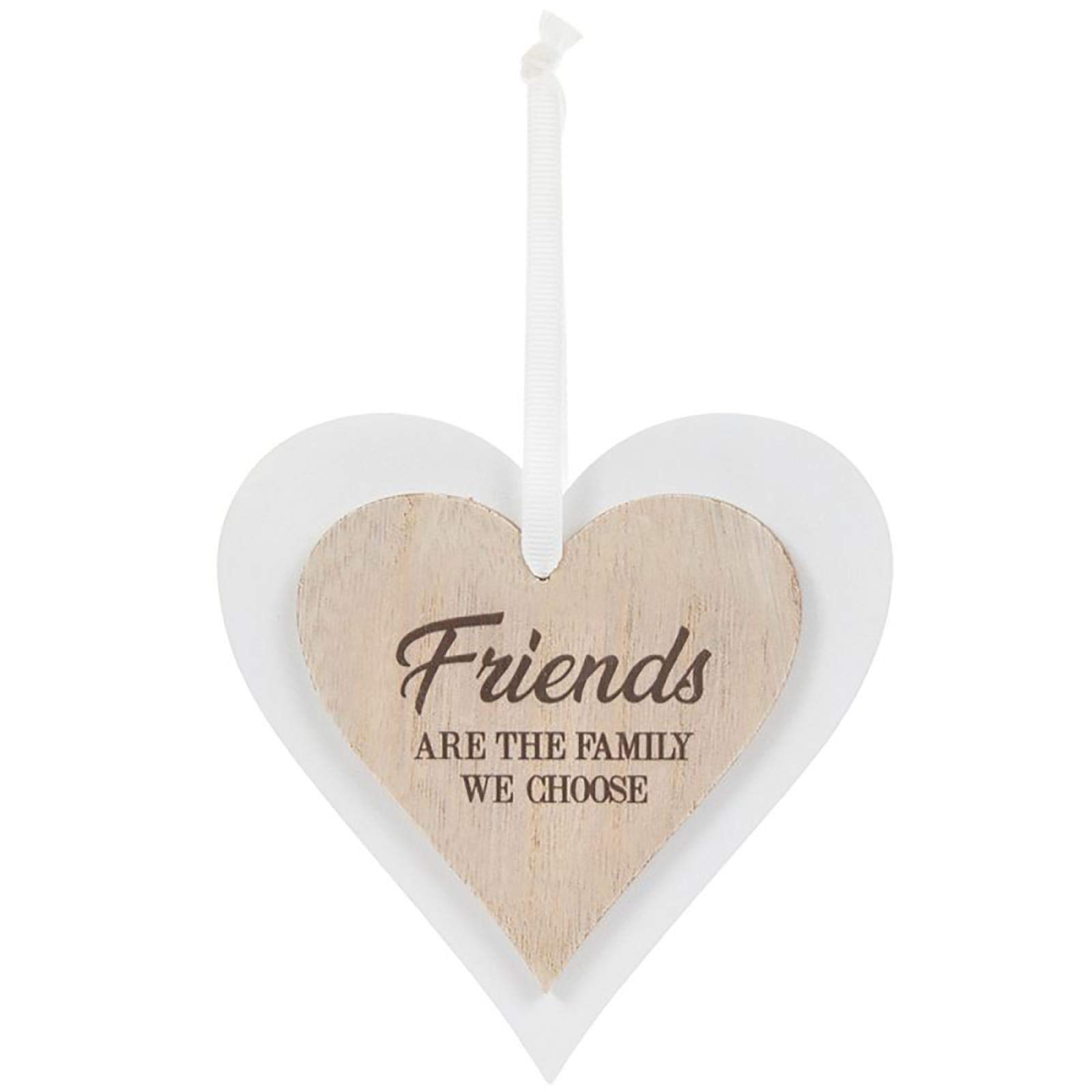 Double Wooden Heart Plaque Hanging Sign - Friends Are The Family We Choose