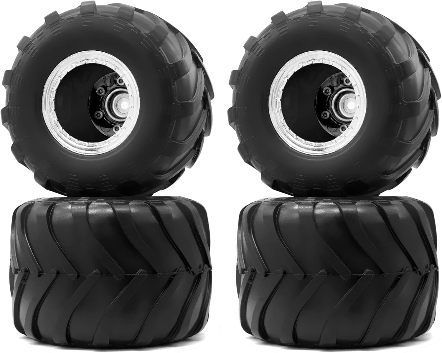 OGRC 1.0 Monster Truck Wheel Rim Tires Set for FCX24 SCX24