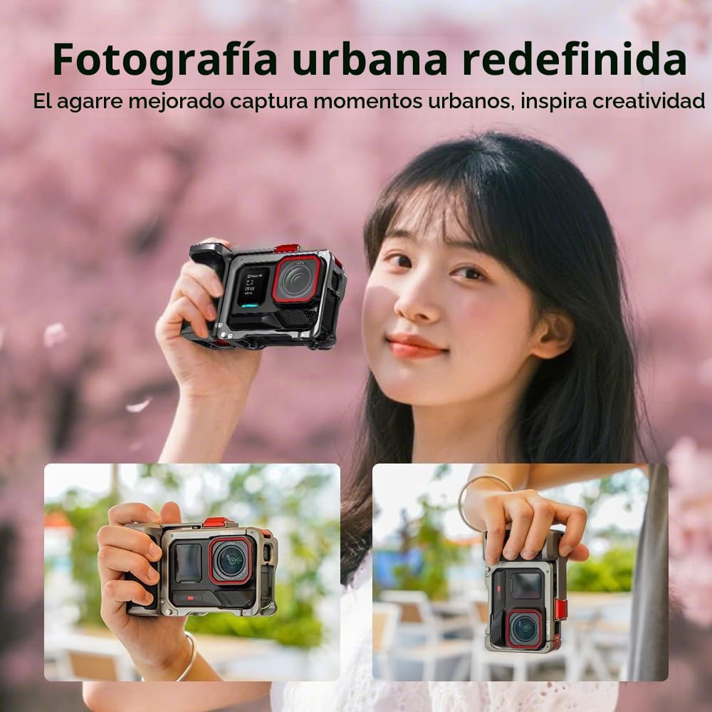 Paquete de Empuñadura Xplorer para Insta360 Ace Pro 2, Disparo Mango Metal Cámara Jaula Horizontal Vertical Marco Accesorios para Insta360 Ace Pro/Ace Pro 2