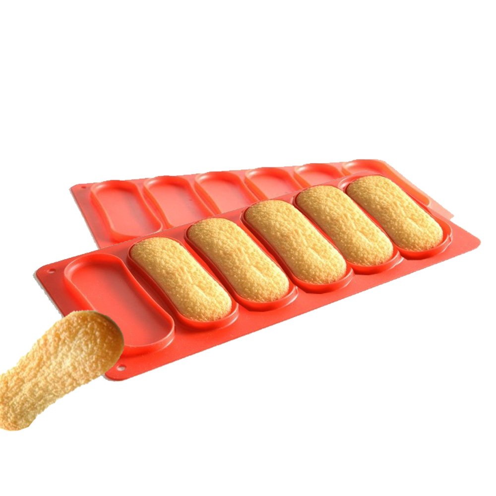 013788 Cat's Tongue Shape Silicone Mould 23 x 11 x 6 cm Red Set of 2