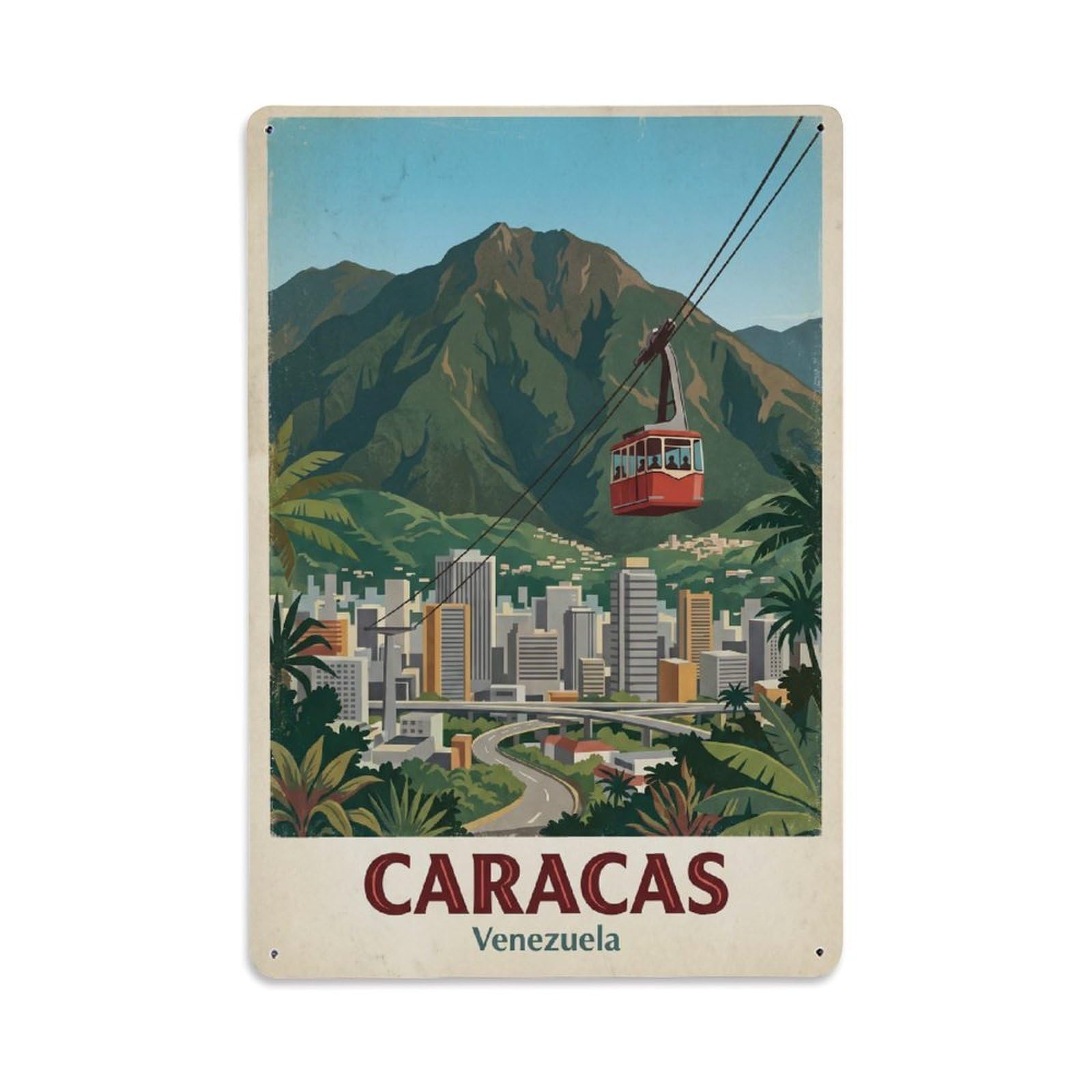 Gead 8X12inch Style Travel Venezuela Caracas Retro Metal Tin Sign