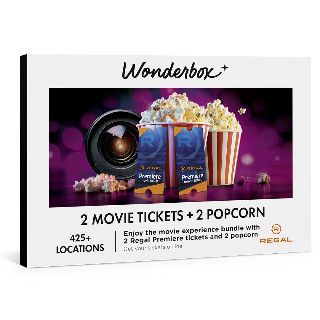 Wonderbox Regal Movie Gift Box, 2 Tickets and 2 Popcorn, Movie Night Experience for 2, Valid at 425 Locations
