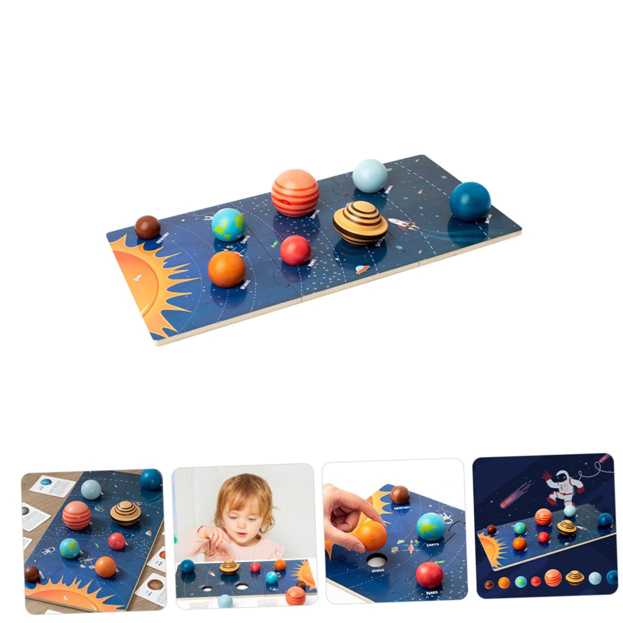 Puzzle Sistema Solar Montessori de Madera para Juguete Educativo de Cognición con Didáctico para Niñas de Edad Temprana