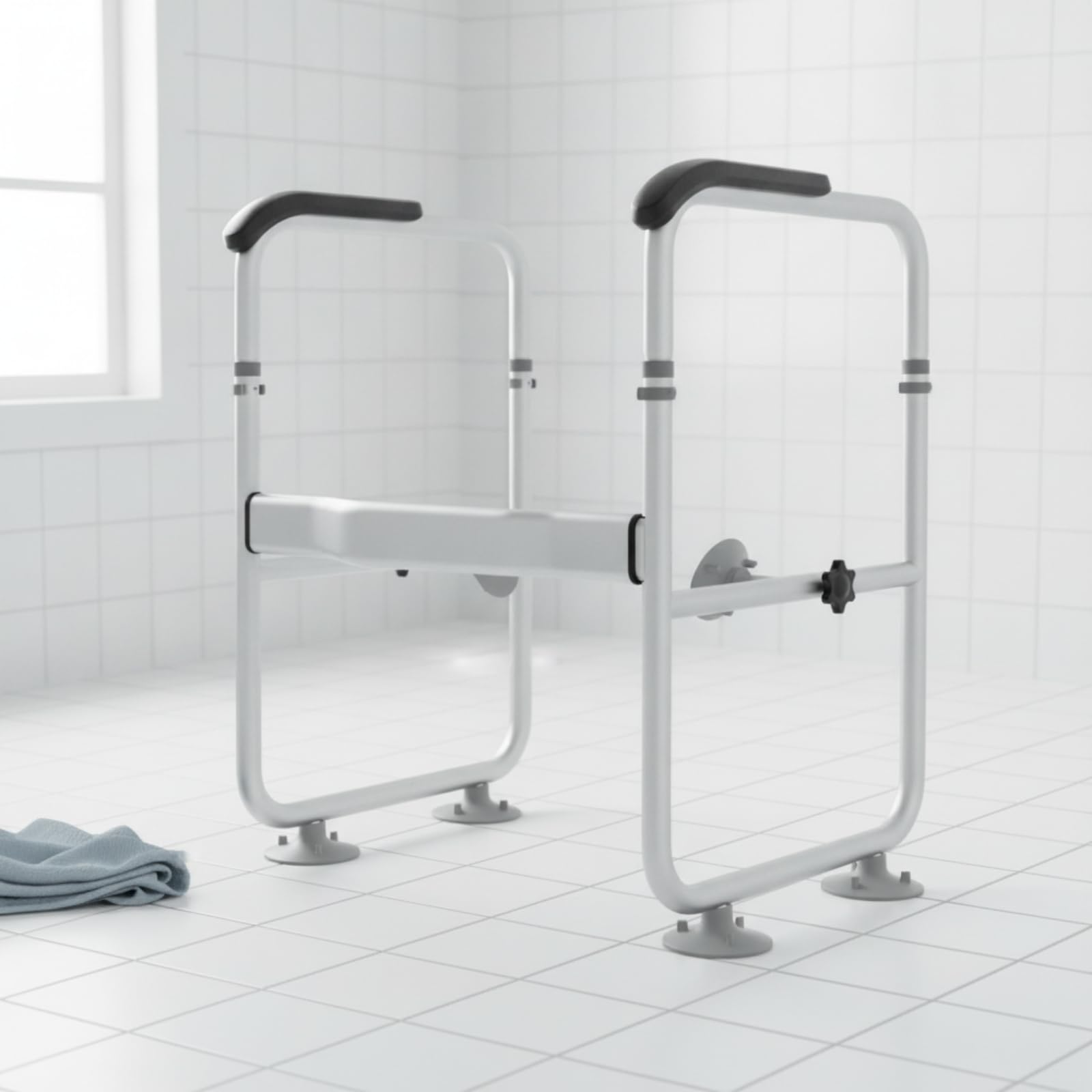 Gralara Supporto WC con Ventose Regolabile Telaio di Ergonomico Ausilio Bagno per Persone di Età Avanzata