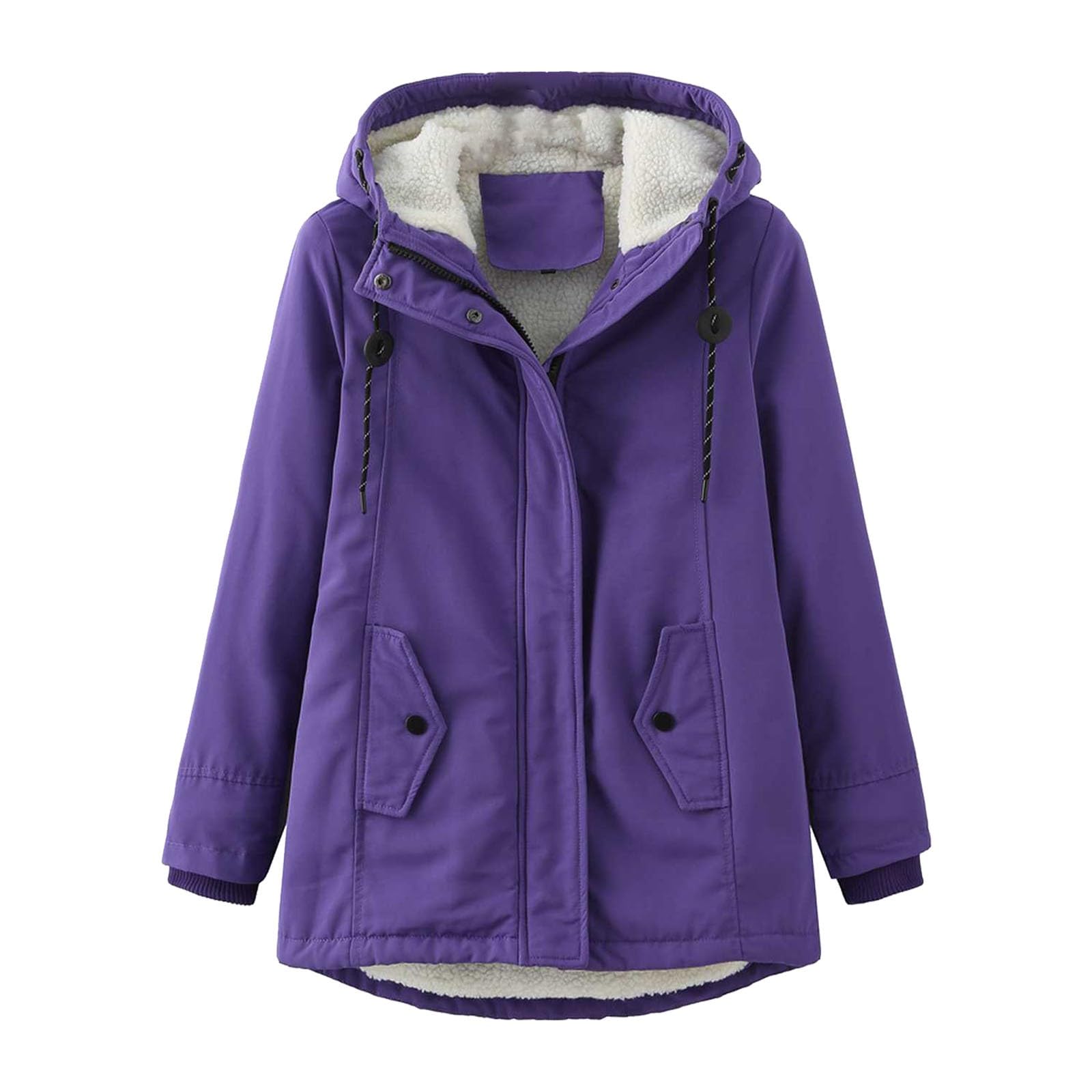 Cocila Frühling Mantel Für Damen Gepolsterte Winterjacke für Damen mit flauschigem Kragen, lockerer Wintermantel Business Mantel Damen Winter Kuschelmantel Damen Winterparka Damen Größe 50