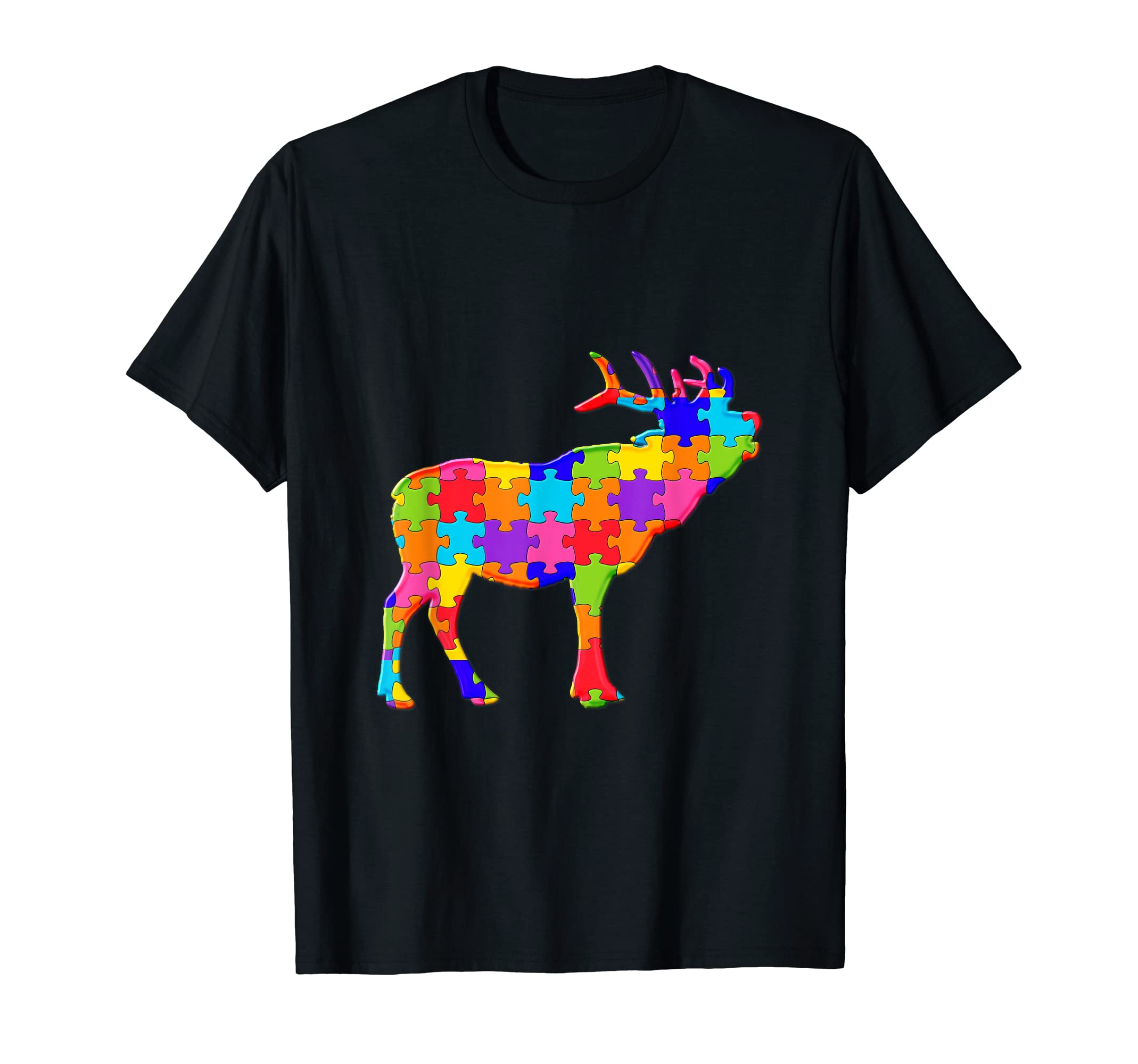 Antler moose Reindeer Deer Jigsaw Autism Puzzle T-Shirt
