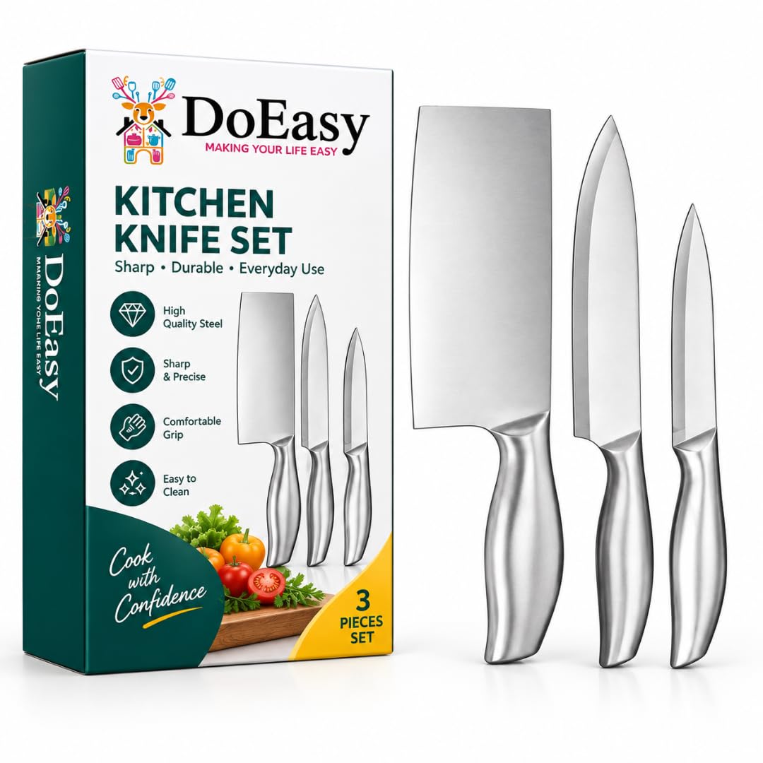 DOEASY Stainless Steel Knife Set - 3 Piece Professional Kitchen Knives -1