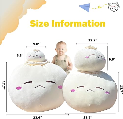 Miniatura 8 de Yoholto Almohada de felpa con bonita expresión, bollo de peluche al vapor, almohada Dim Sum, divertido juguete de peluche de Bao Bun de comida,