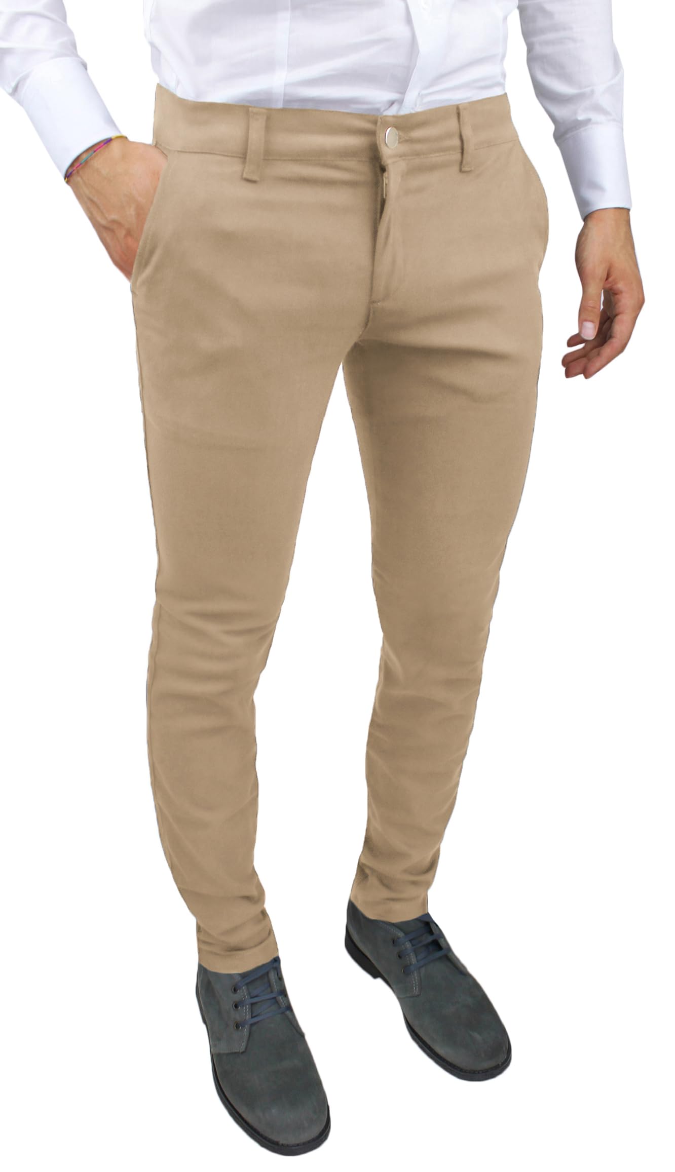 Evoga Pantaloni Uomo Slim Fit Invernali Alta Sartoria Chino's Eleganti Casual